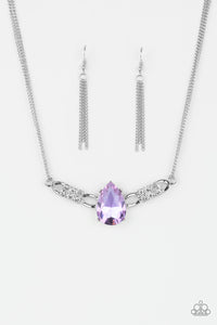 purple,rhinestones,short necklace,silver,Way To Make An Entrance Purple Necklace