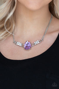 purple,rhinestones,short necklace,silver,Way To Make An Entrance Purple Necklace