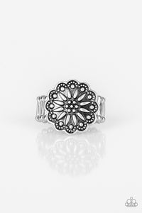 floral,silver,Wide Back,Desert Sunflower Silver Ring