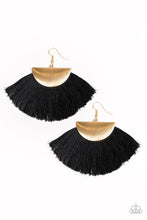 Load image into Gallery viewer, Fox Trap Gold Black Fringe Earring Paparazzi Accessories
