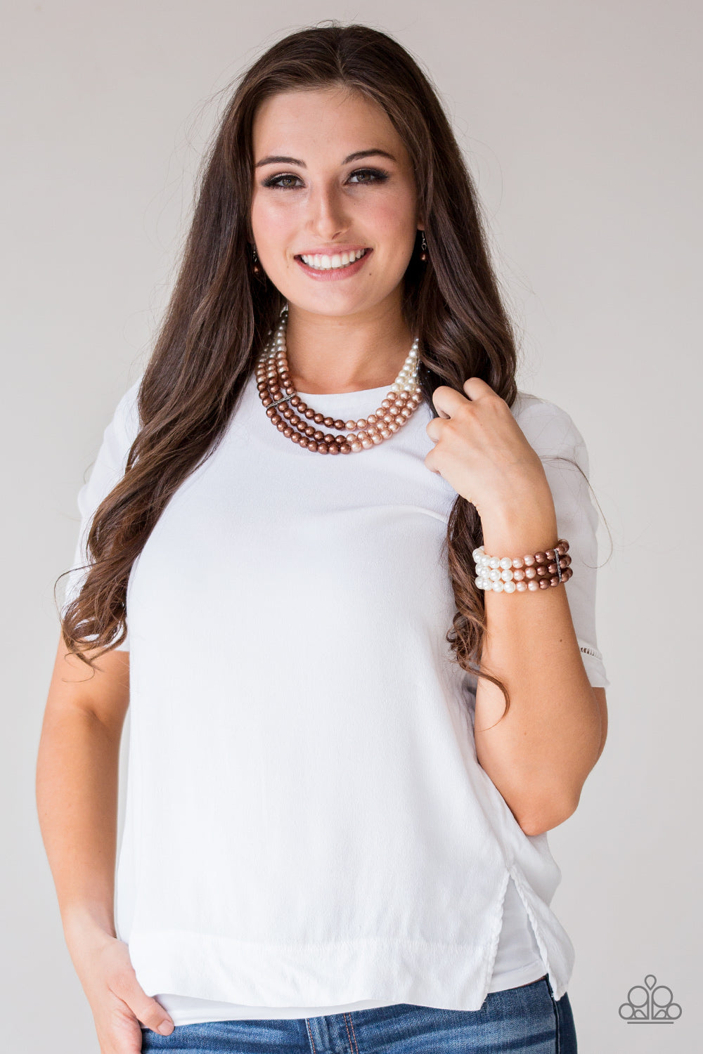 Times Square Starlet Brown Pearl Necklace Paparazzi Accessories