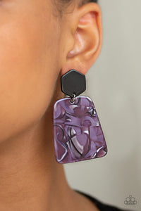 Acrylic,marbled,post,purple,Majestic Mariner Purple Acrylic Earrings