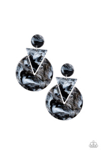 Acrylic,black,marbled,post,Head Under WATERCOLORS Black Acrylic Earrings