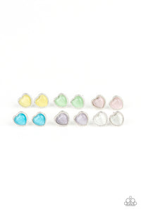 blue,green,moonstone,pink,post,starlet shimmer,yellow,Moonstone Heart Starlet Shimmer Earrings