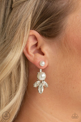 Extra Elite - White Pearl Jacket Earrings Paparazzi Accessories