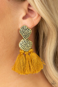 Brass,fringe,Yellow,Tenacious Tassel Yellow Fringe Earring
