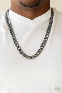 gunmetal,long necklace,Undefeated Black Gunmetal Necklace
