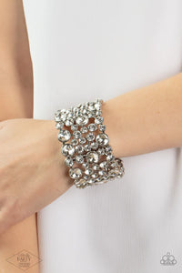 2022 Zi Collection,rhinestones,stretchy,white,One Up Zi Collection Rhinestone Stretchy Bracelet