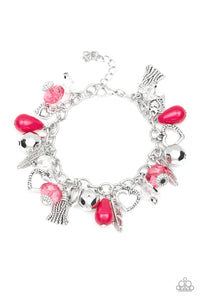 charm,lobster claw clasp,pink,Completely Innocent Pink Charm Bracelet