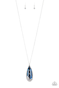 blue,long necklace,rhinestones,silver,Spellbound Blue Necklace