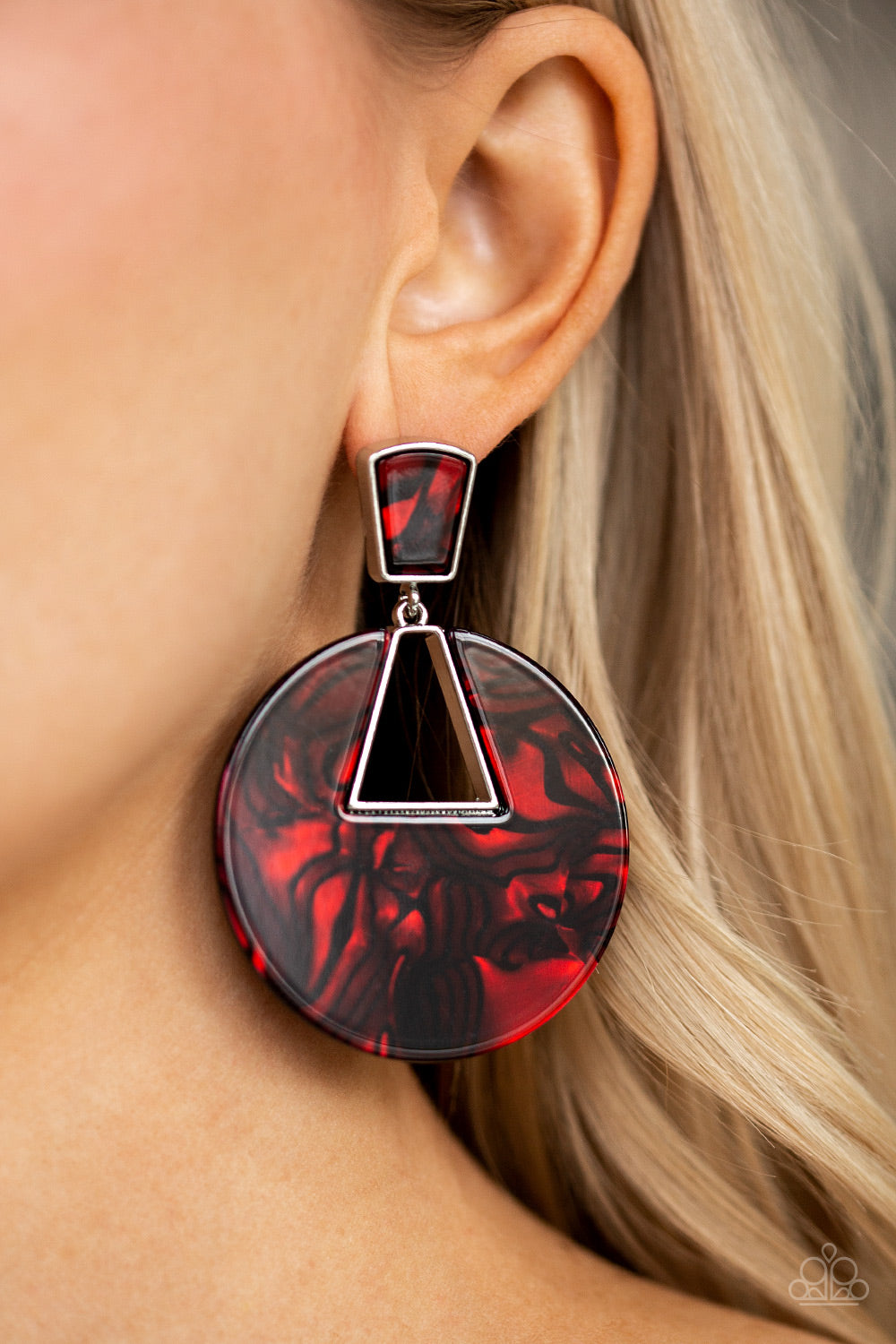 Let Heir Rip Red Acrylic Earring Paparazzi Accessories