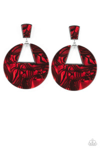 fishhook,marbled,red,Let Heir Rip Red Acrylic Earring