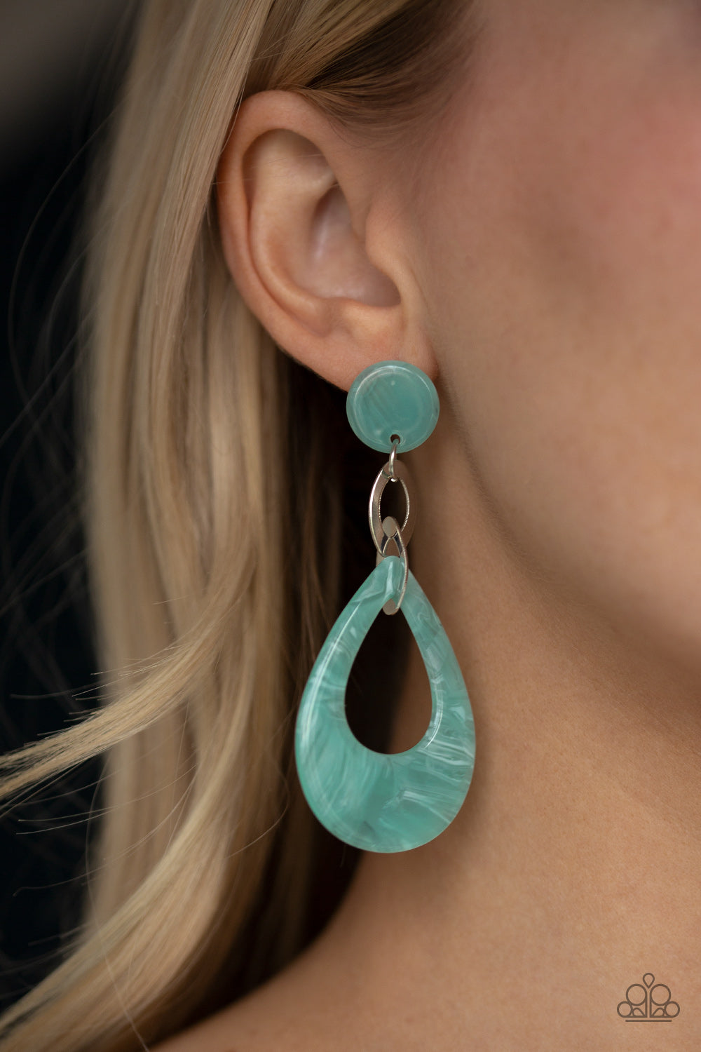 Beach Oasis Blue Acrylic Earrings Paparazzi Accessories