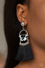 Load image into Gallery viewer, Tassel Trot Black Fringe Earring Paparazzi Accessories