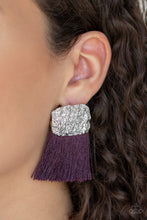 Load image into Gallery viewer, Plume Bloom Purple Fringe Earring Paparazzi Accessories