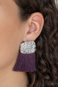 fringe,post,purple,silver,Plume Bloom Purple Fringe Earring