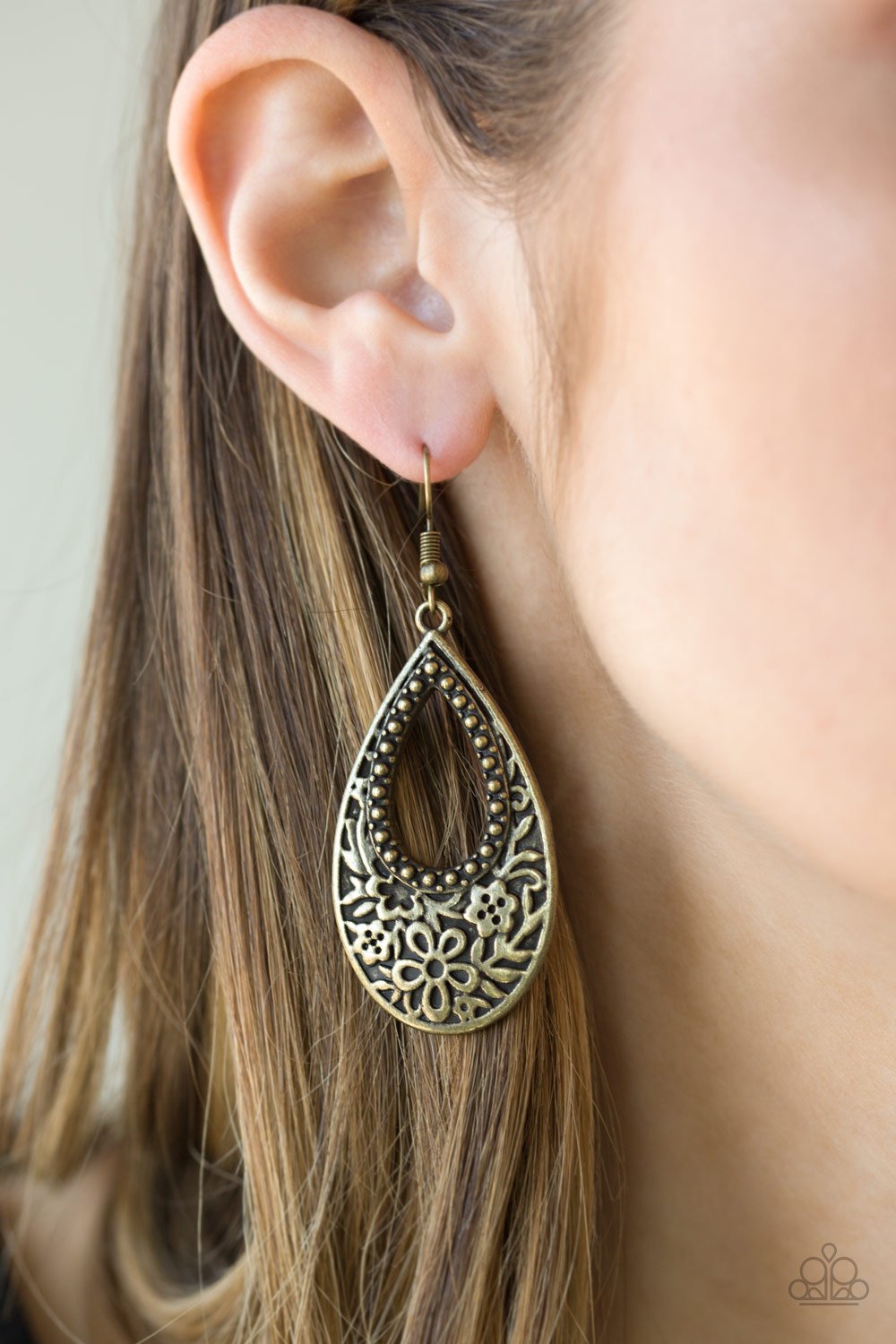 Spring Flinging Brass Earrings Paparazzi Accessories