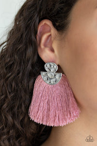 fringe,pink,post,Make Some Plume Pink Earring