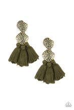 Load image into Gallery viewer, Tenacious Tassel Green Post Earring Paparazzi Accessories