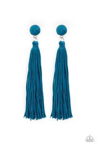 blue,fringe,post,Tightrope Tassel Blue Post Earring