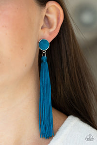 blue,fringe,post,Tightrope Tassel Blue Post Earring