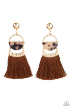 Load image into Gallery viewer, Tassel Trot Brown Fringe Earring Paparazzi Accessories