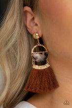Load image into Gallery viewer, Tassel Trot Brown Fringe Earring Paparazzi Accessories