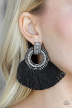 Load image into Gallery viewer, I am Spartacus Black Fringe Earring Paparazzi Accessories