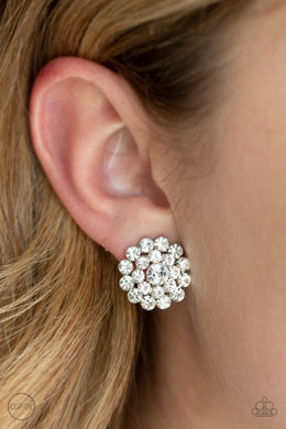Glammed Out White Clip-On Earring Paparazzi Accessories