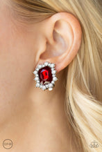 Load image into Gallery viewer, Prime Time Shimmer Red Clip-On Earring Paparazzi Accessories