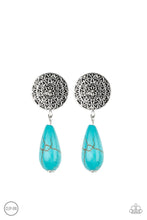 Load image into Gallery viewer, Prairie Bliss Blue Clip-On Earrings Paparazzi Accessories