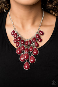red,short necklace,Shop Til You Teardrop Red Necklace