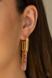 brown,gold,marbled,multi,post,Haute Off The Press Multi Acrylic Earring