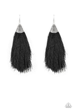 Load image into Gallery viewer, Tassel Temptress Black Fringe Earring Paparazzi Accessories