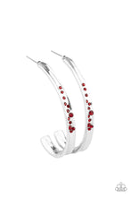 Load image into Gallery viewer, Completely Hooked Red Hoop Earring Paparazzi Accessories