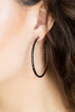 Load image into Gallery viewer, Totally Throwback Gunmetal Hoop Earrings Paparazzi Accessories