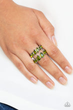 Load image into Gallery viewer, Timeless Tiers Green Rhinestone Ring Paparazzi Accessories