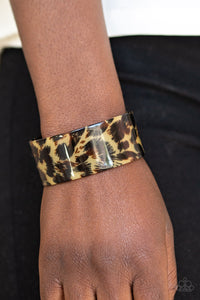 Acrylic,Cheetah,Cuff,Where's The Party Brown Acrylic Bracelet