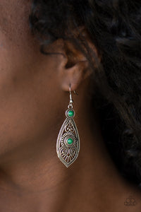 fishhook,green,silver,Sweetly Siren Green Earring