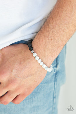 Fortune White Lava Bead Bracelet Paparazzi Accessories