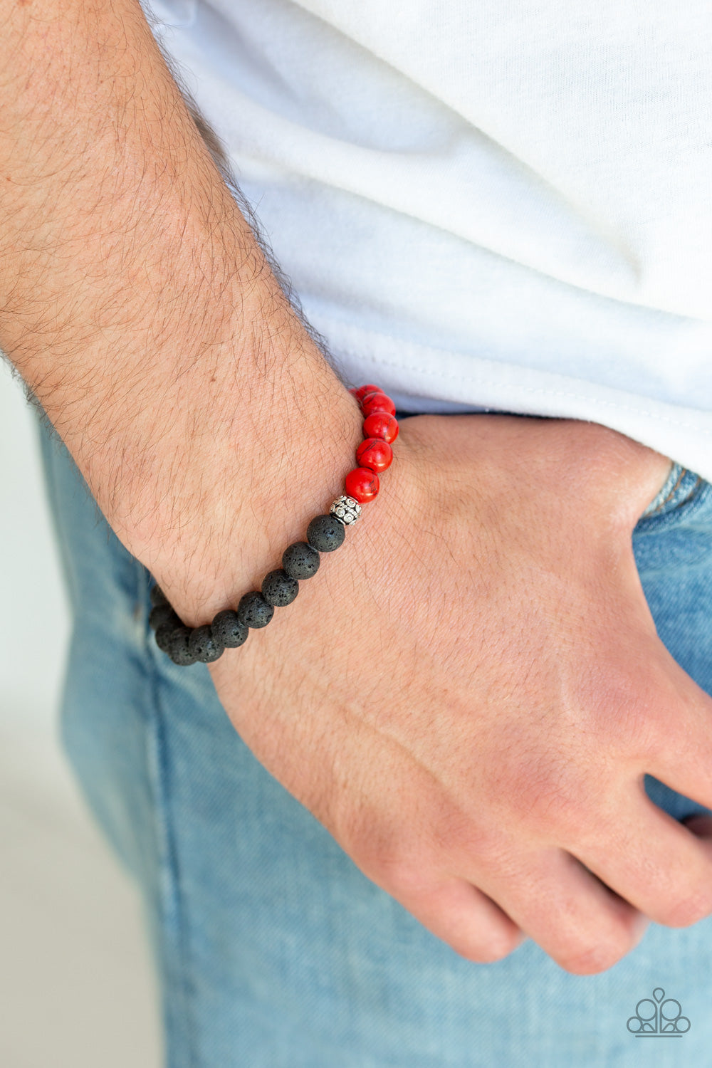 Fortune Red Lava Bead Stretchy Bracelet Paparazzi Accessories