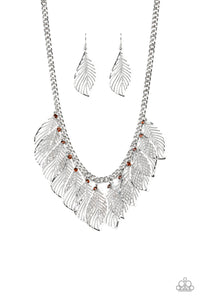 autopostr_pinterest_49916,brown,Feather,rhinestones,short necklace,Feathery Foliage Brown Necklace
