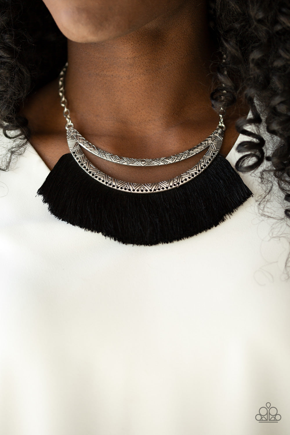 Take the MANE Event Black Fringe Necklace Paparazzi Accessories
