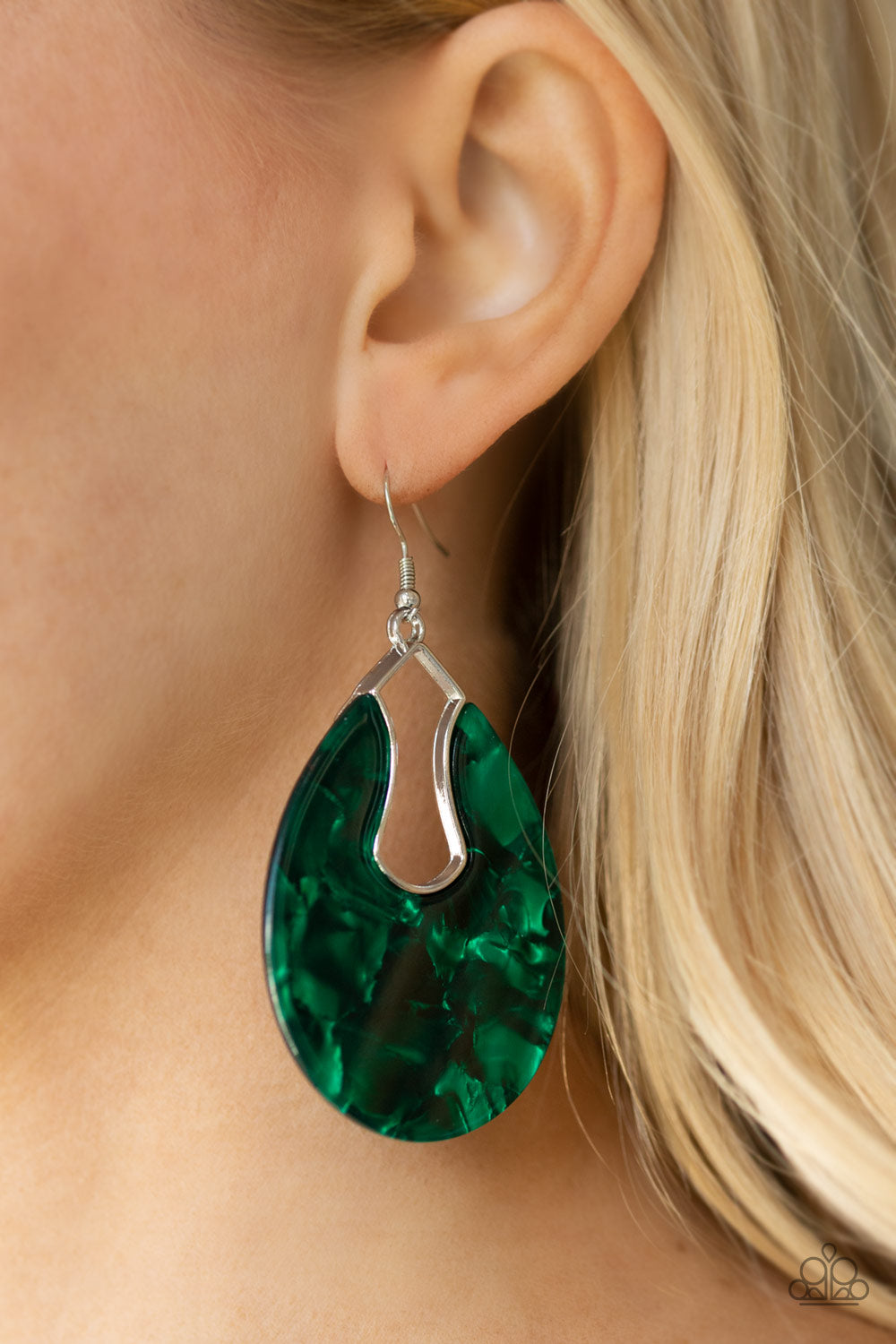 Pool Hopper Green Acrylic Earring Paparazzi Accessories