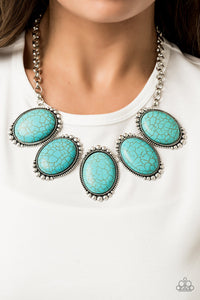 blue,crackle stone,short necklace,turquoise,Prairie Goddess Blue Necklace