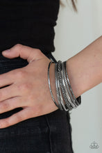 Load image into Gallery viewer, Hit The Stack Black Gunmetal Bangle Bracelet Paparazzi Accessories