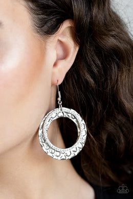 Cinematic Shimmer White Rhinestone Earring Paparazzi Accessories