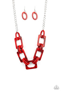 Acrylic,red,silver,Sizzle Sizzle Red Acrylic Necklace