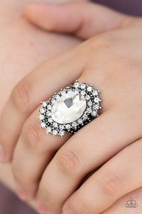 rhinestones,silver,white,Wide Back,Him and Heir White Ring