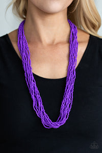 long necklace,purple,seed bead,Congo Colada Purple Seed Bead Necklace